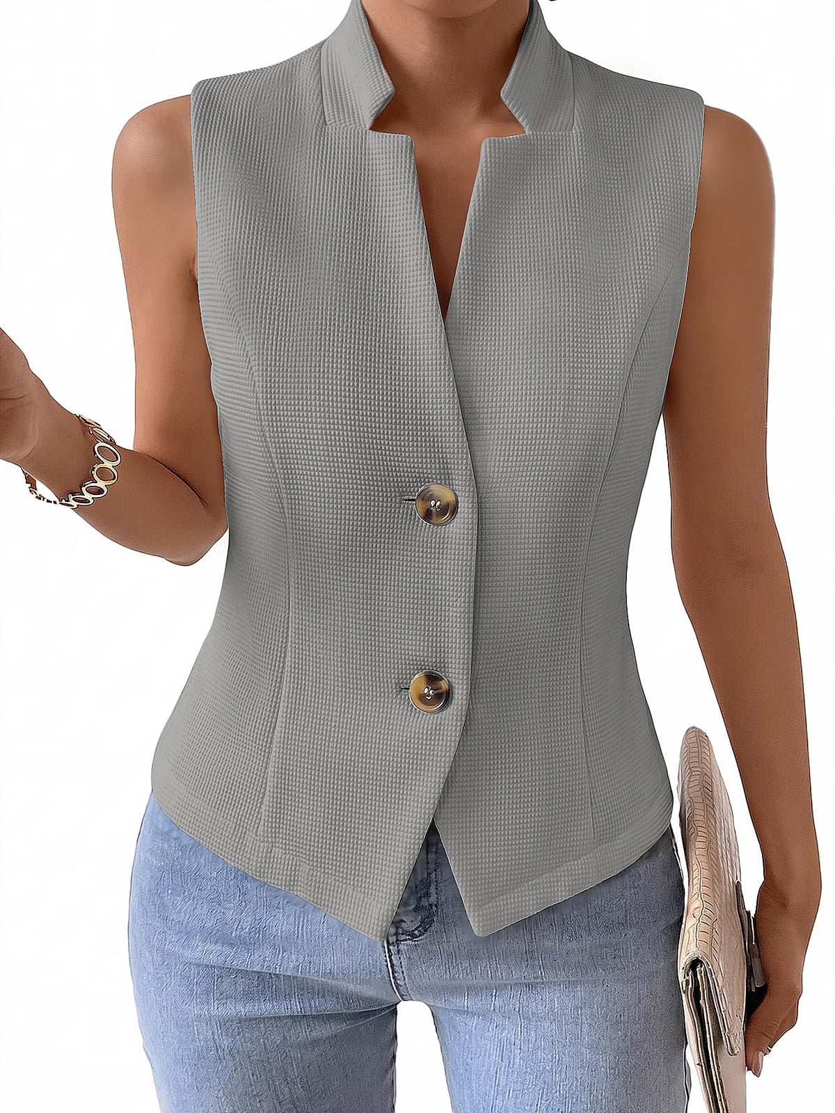 Mina Self Women's Sleeveless Sweater Vest,Knit Stretchy Dressy Casual Top