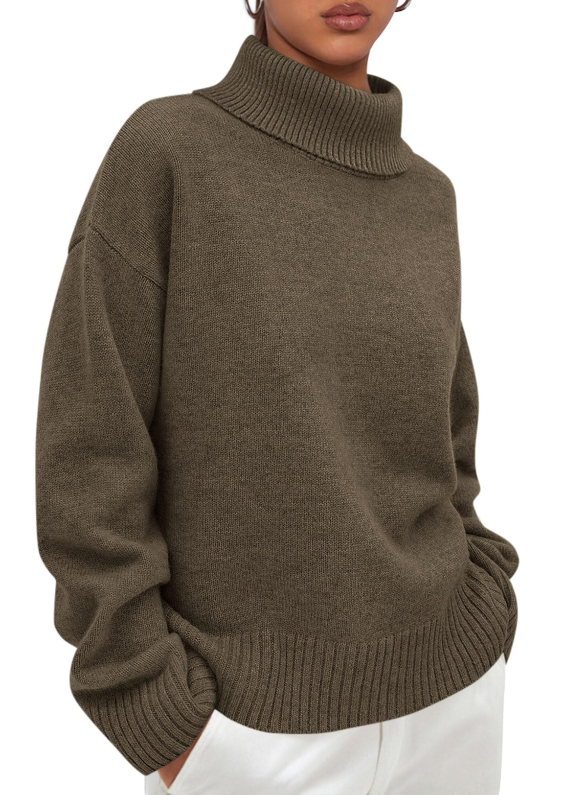 PRETTYGARDEN Womens Turtleneck Long Sleeve Knit Sweater