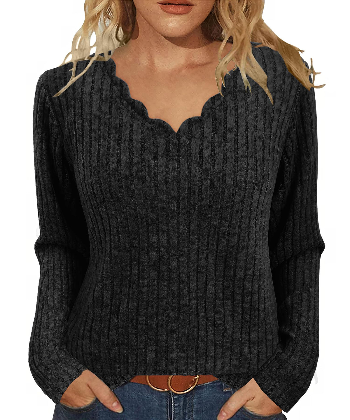 JomeDesign Womens Sweaters Casual Long Sleeve V Neck Lightweight Tunic