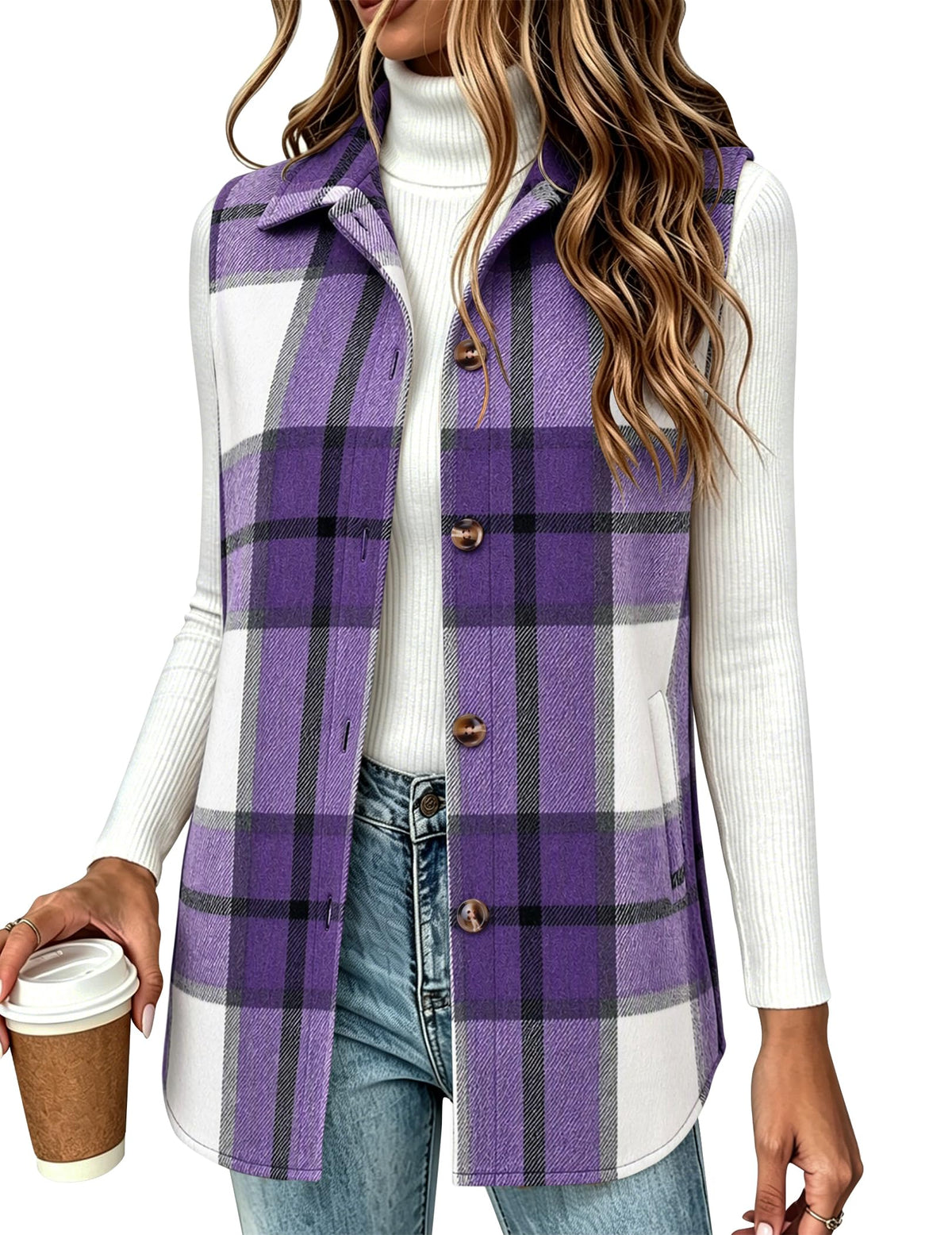 Zeagoo Plaid Vest for Women Flannel Jackets Sleeveless Button Down Shirts
