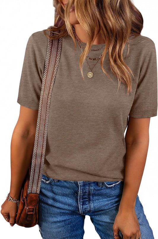 RUMIA Short Sleeve Sweater for Women Lightweight Business Casual Tops