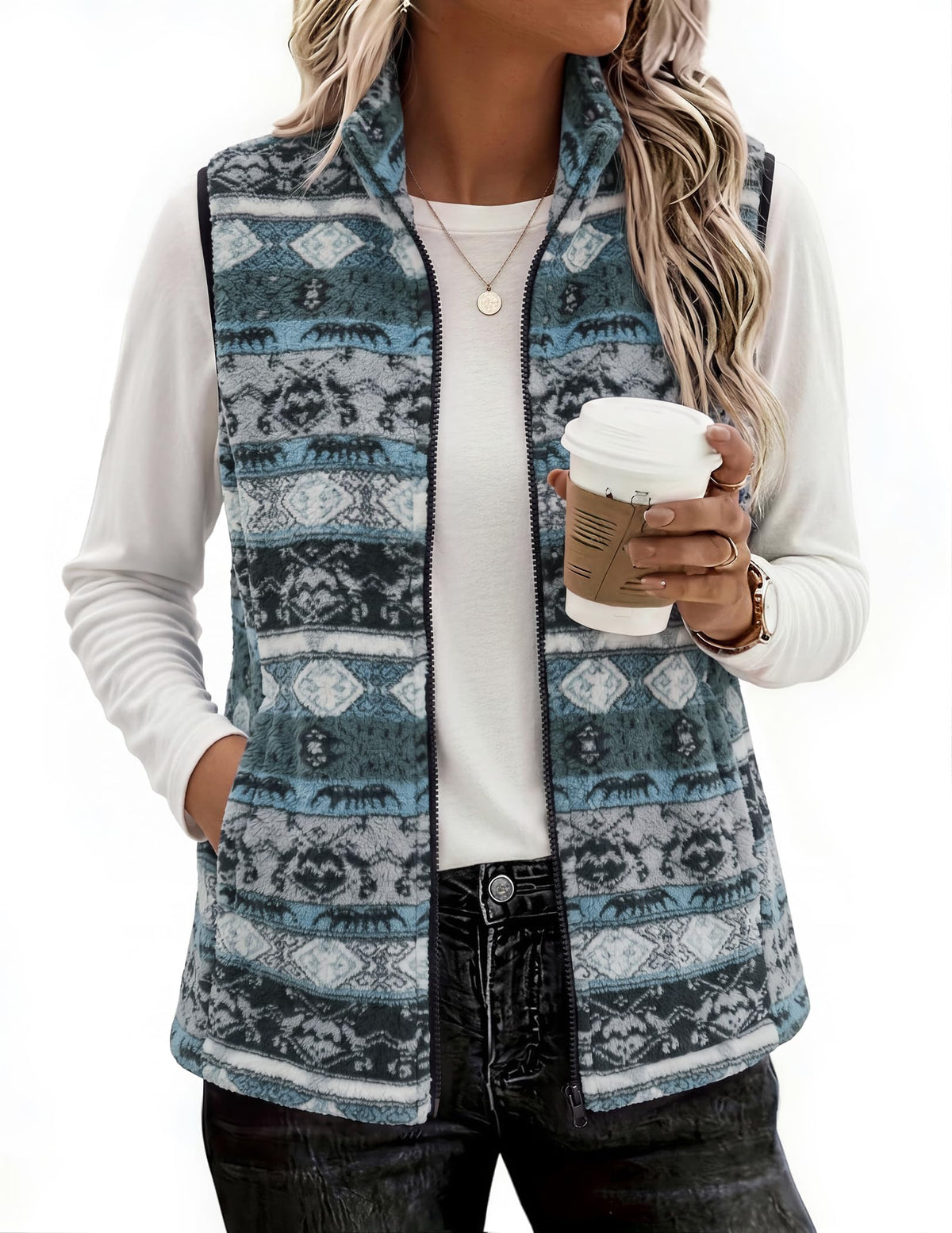 Zeagoo Womens Outerwear Vests With Pockets Zipper Sleeveless Fleece Jackets