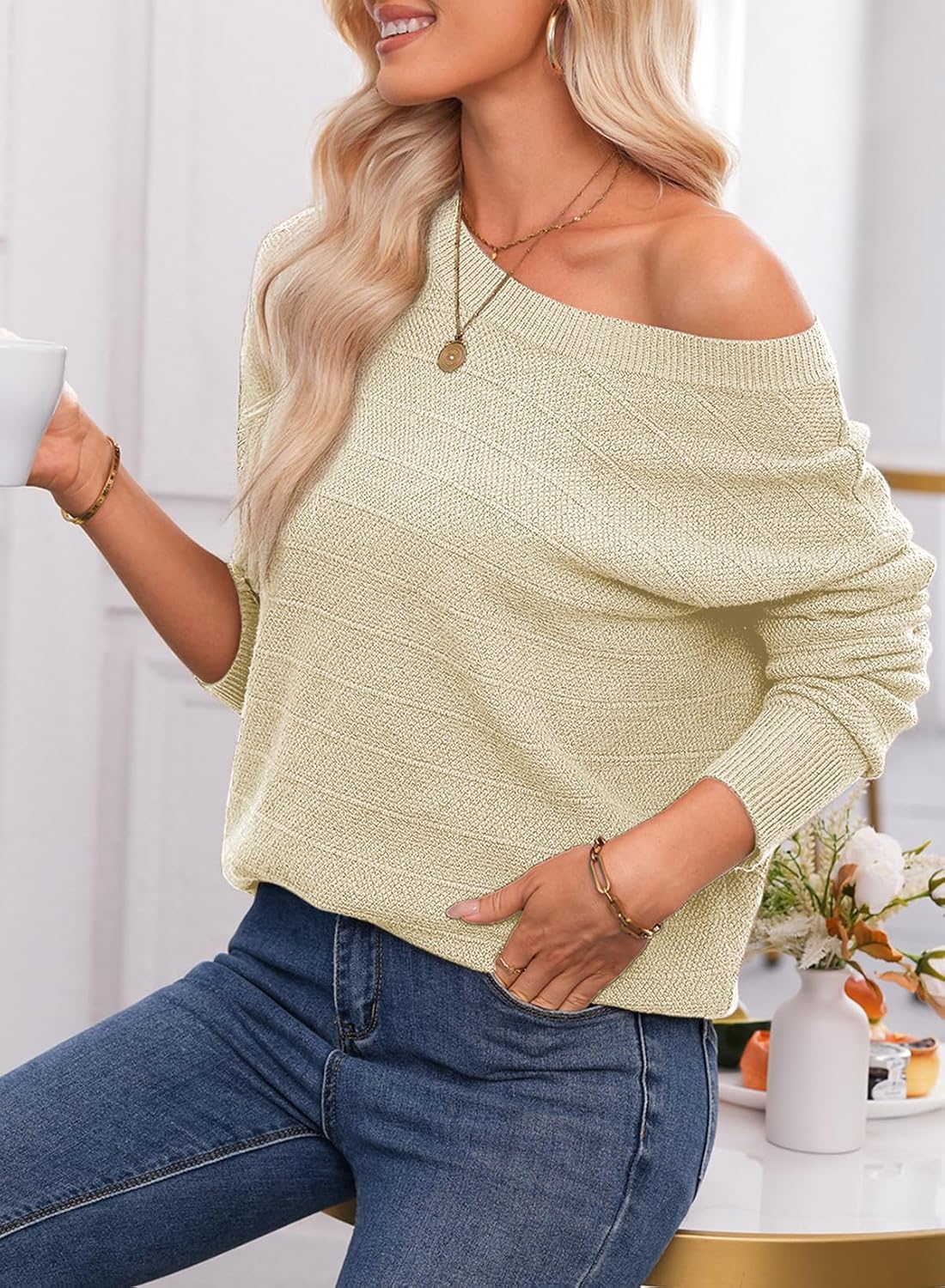 EVALESS Womens Bow Sweaters Pullover Knit Tops Fall Outfits