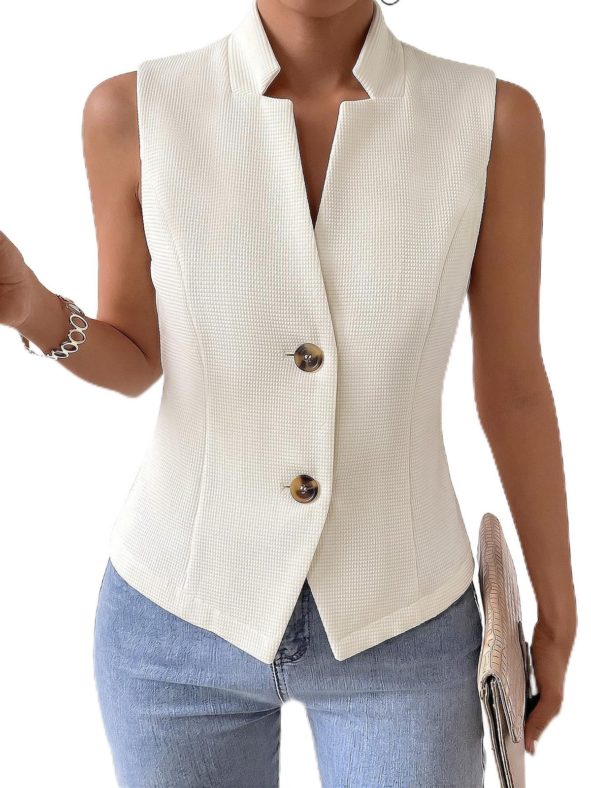 Mina Self Women's Sleeveless Sweater Vest,Knit Stretchy Dressy Casual Top