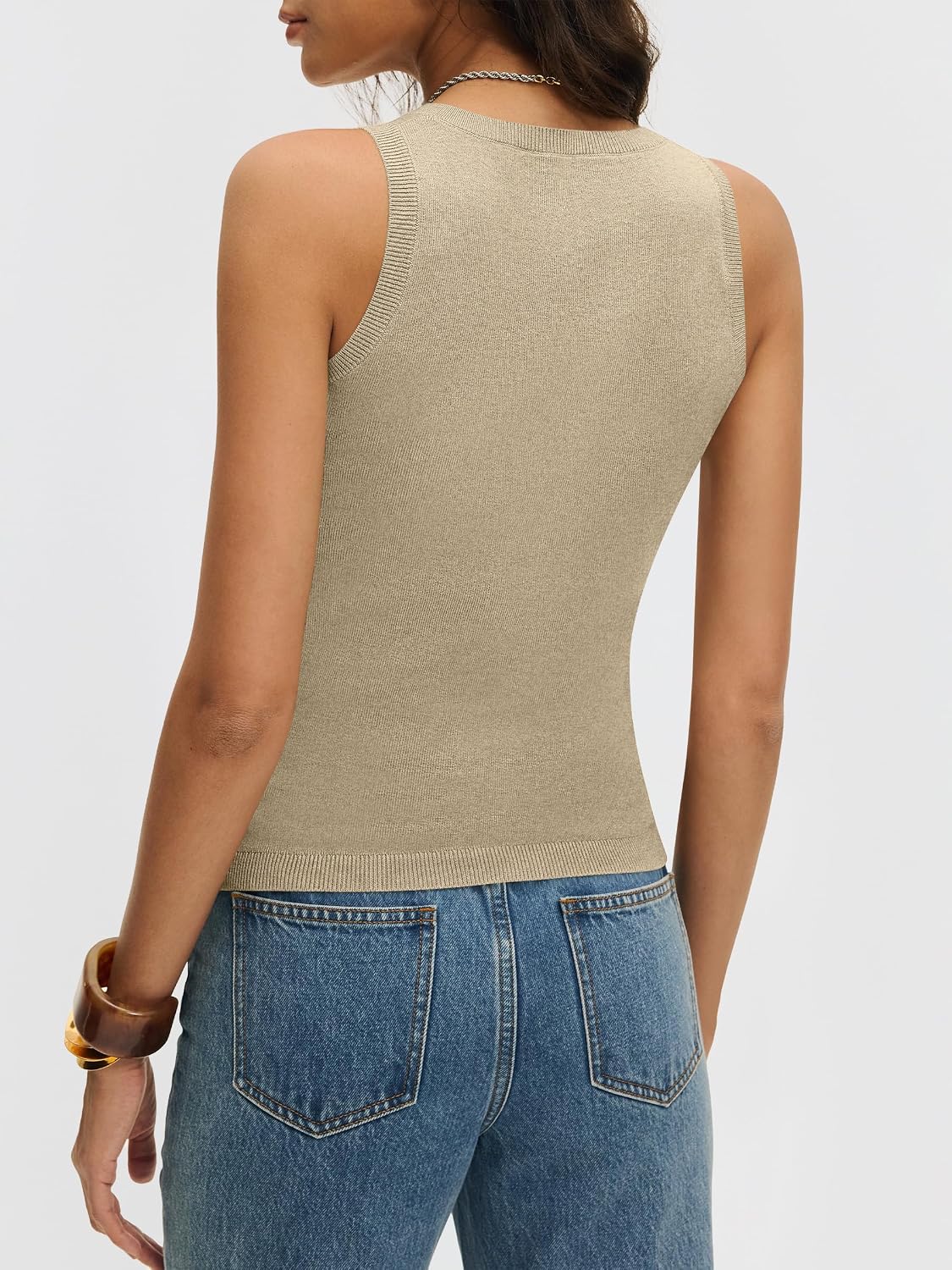 ANRABESS Wool Blend Sweater Tank Tops for Women V Neck Sleeveless Sweater