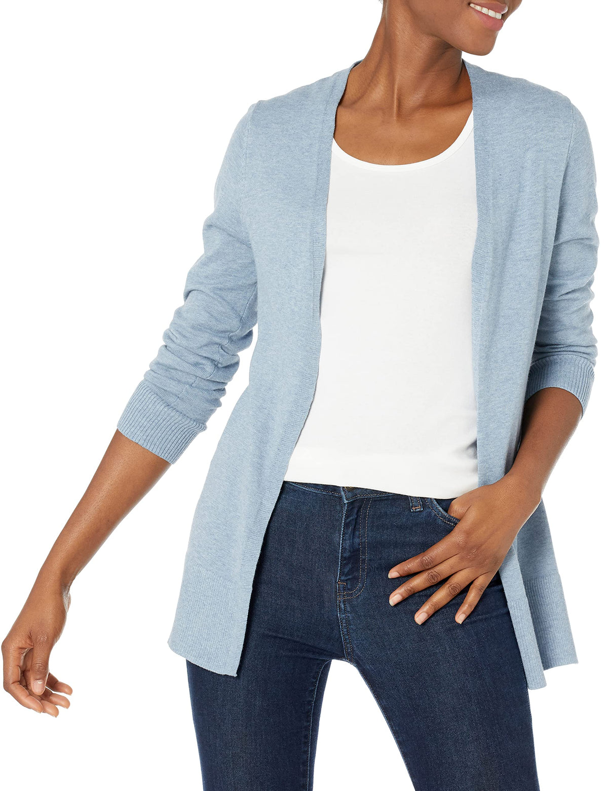 Amazon Essentials Women's Lightweight Long-Sleeve Open-Front Long Cardigan Sweater, Regular Fit