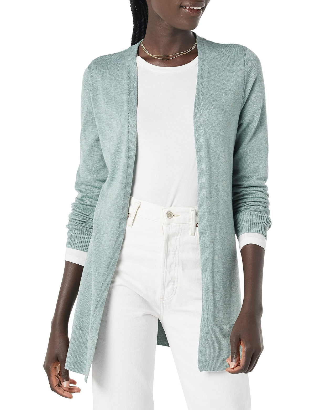 Amazon Essentials Women's Lightweight Long-Sleeve Open-Front Long Cardigan Sweater, Regular Fit