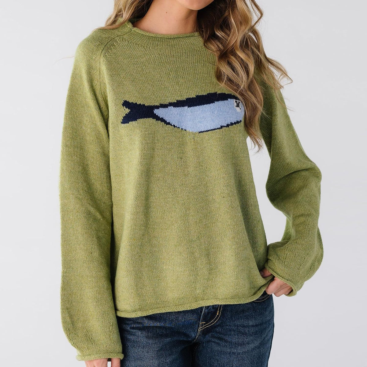 Women's Oversized Roll Neck Cute Animal Graphic Sweater Long Sleeve Chunky Knit Pullover Tops Casual Patterned Knitwear