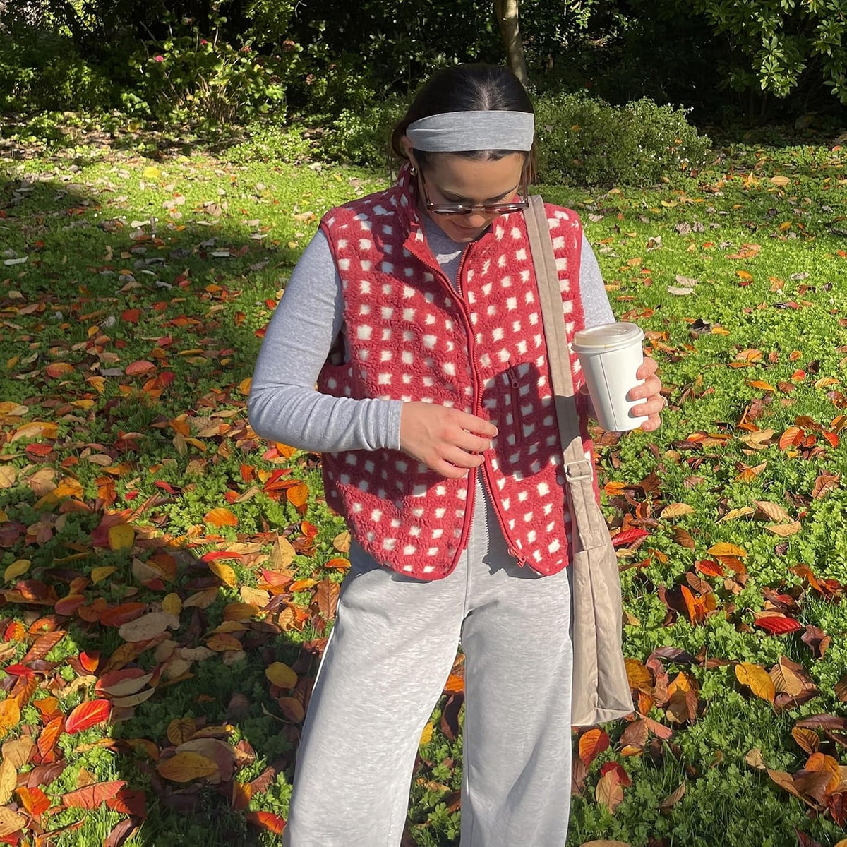 SeeLuNa Plaid Fleece Vest Women Sleeveless Sherpa Vest Full Zip Jacket