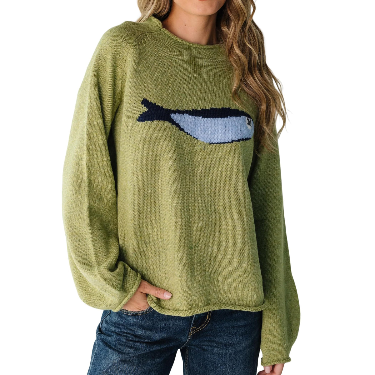 Women's Oversized Roll Neck Cute Animal Graphic Sweater Long Sleeve Chunky Knit Pullover Tops Casual Patterned Knitwear