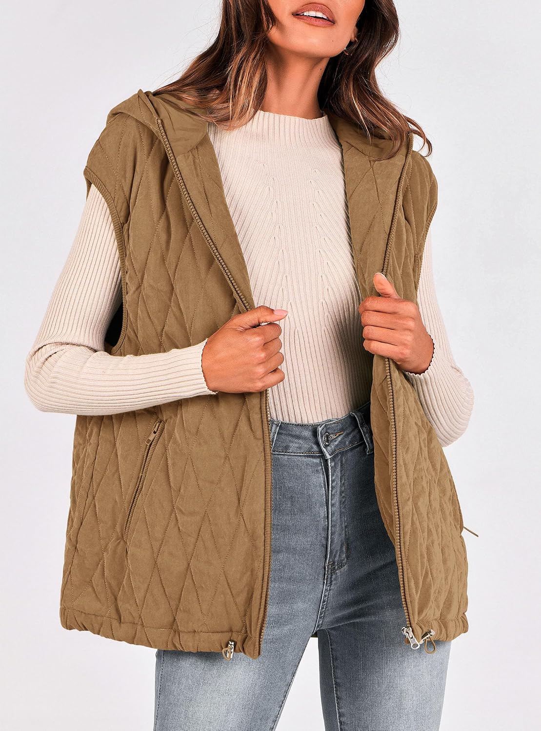 PRETTYGARDEN Women's Fall Fashion Vest Zip Up Jacket