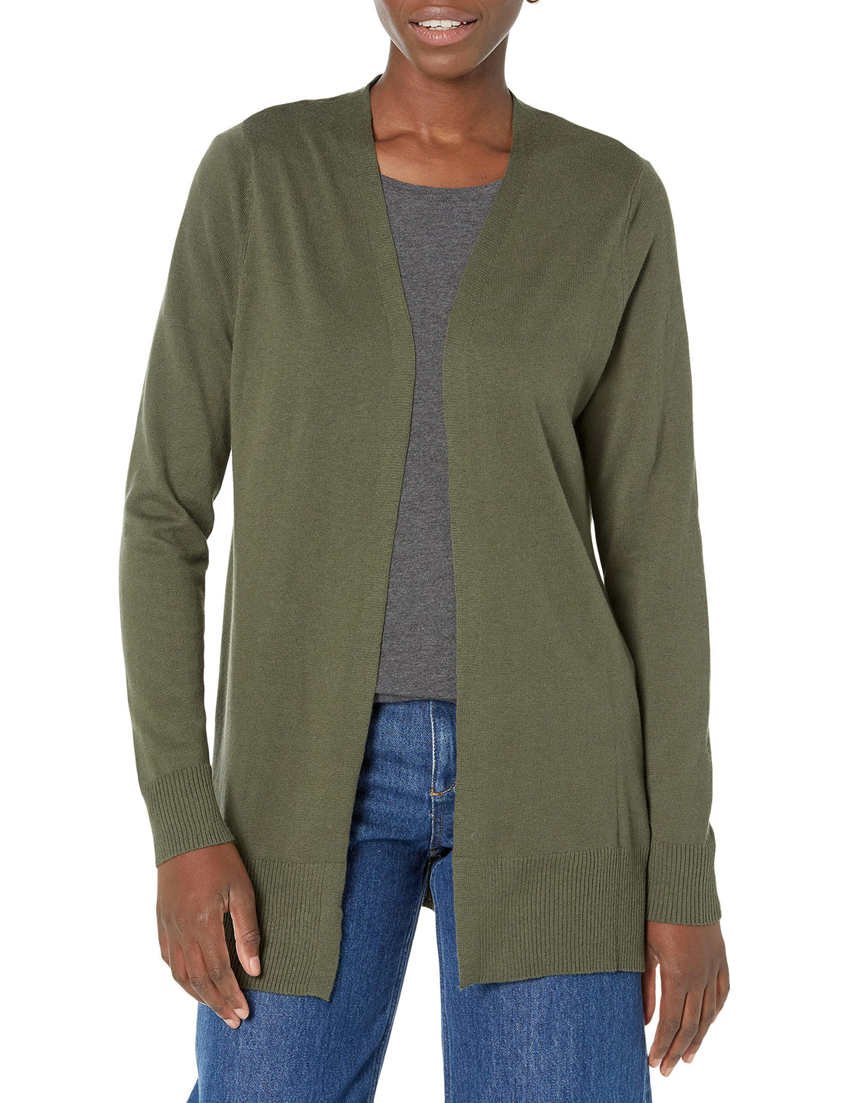 Amazon Essentials Women's Lightweight Long-Sleeve Open-Front Long Cardigan Sweater, Regular Fit