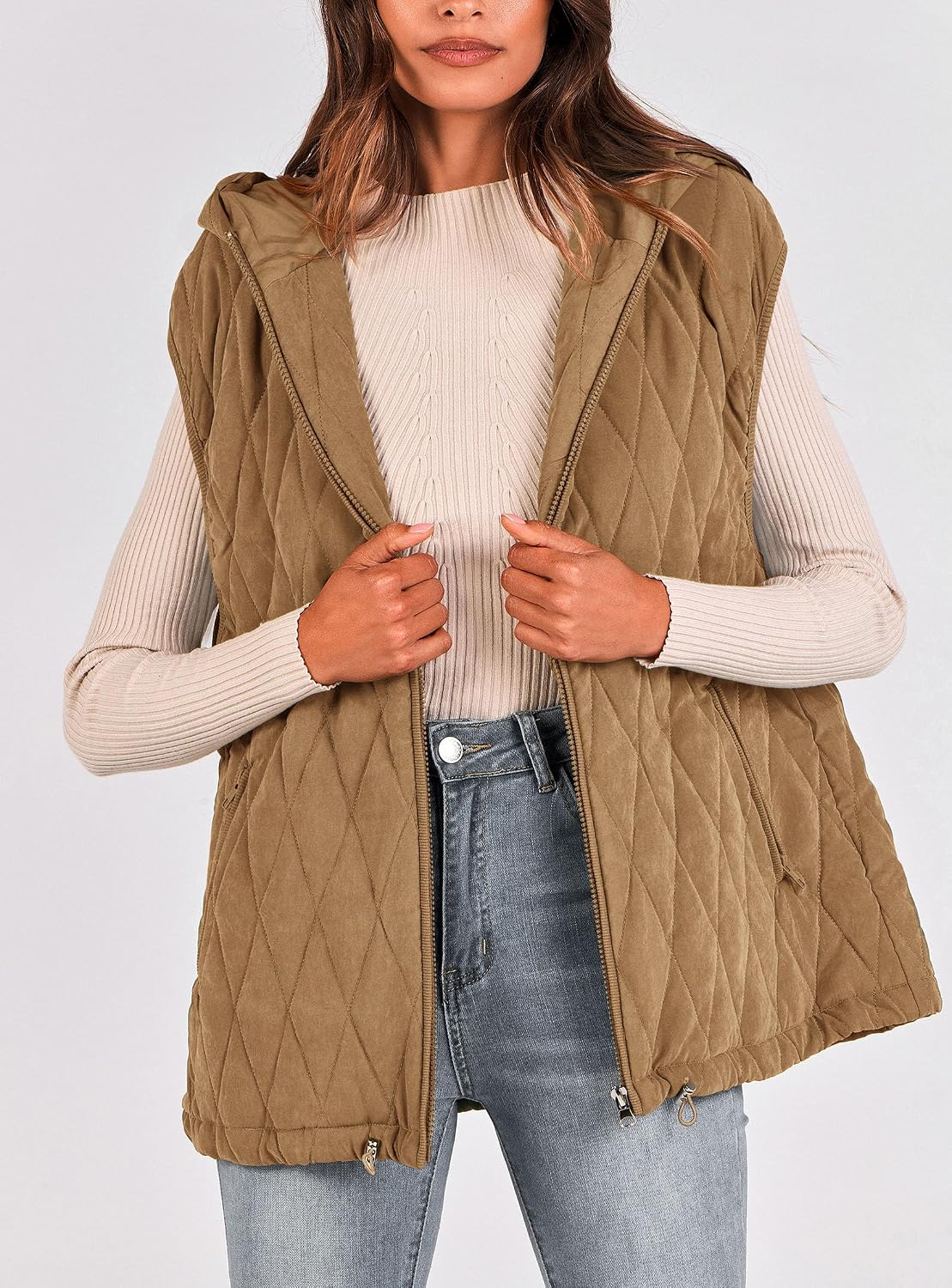 PRETTYGARDEN Women's Fall Fashion Vest Zip Up Jacket