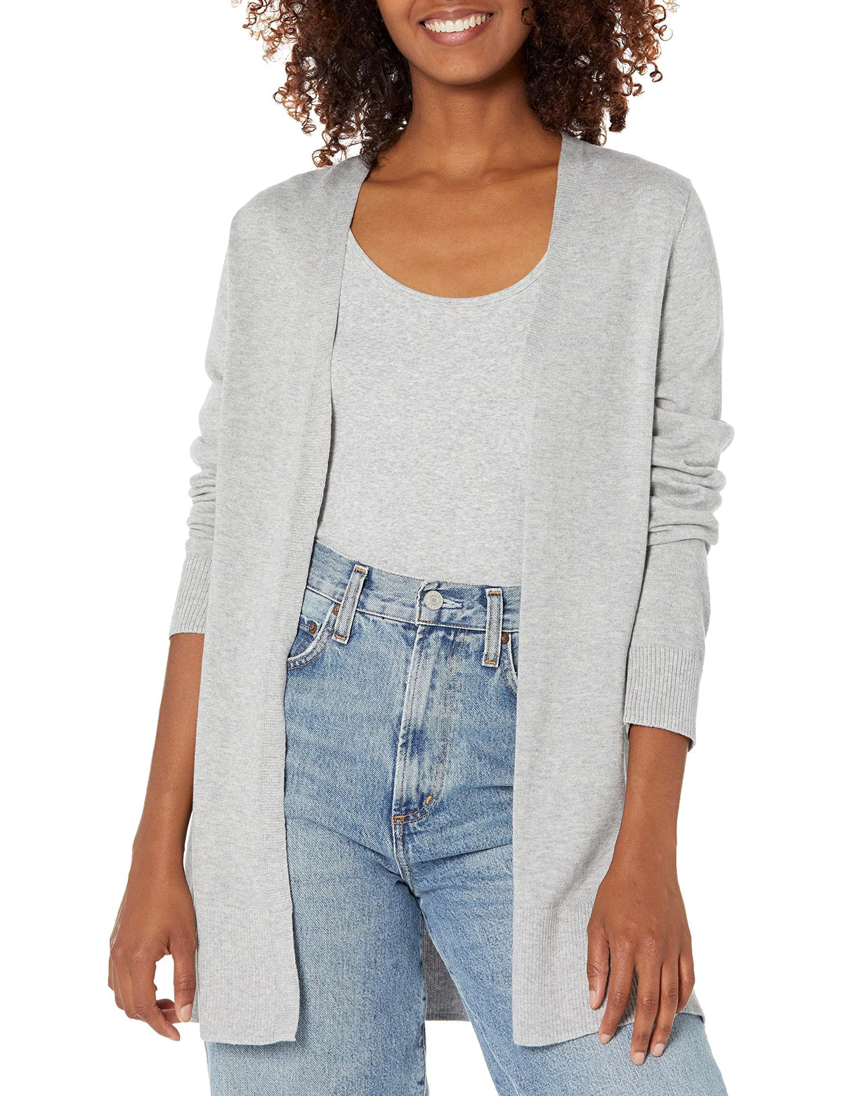 Amazon Essentials Women's Lightweight Long-Sleeve Open-Front Long Cardigan Sweater, Regular Fit