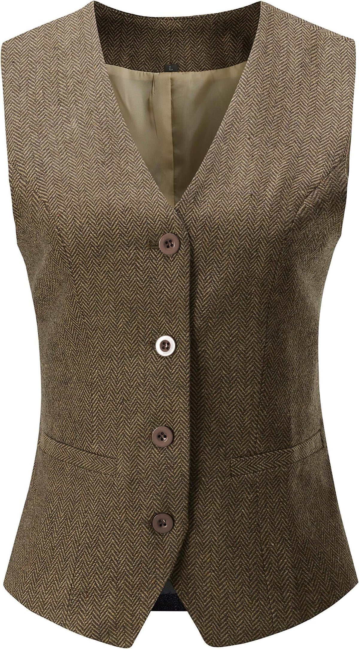 V VOCNI Women's Fully Lined 4 Button Dressy Suit Vest Waistcoat