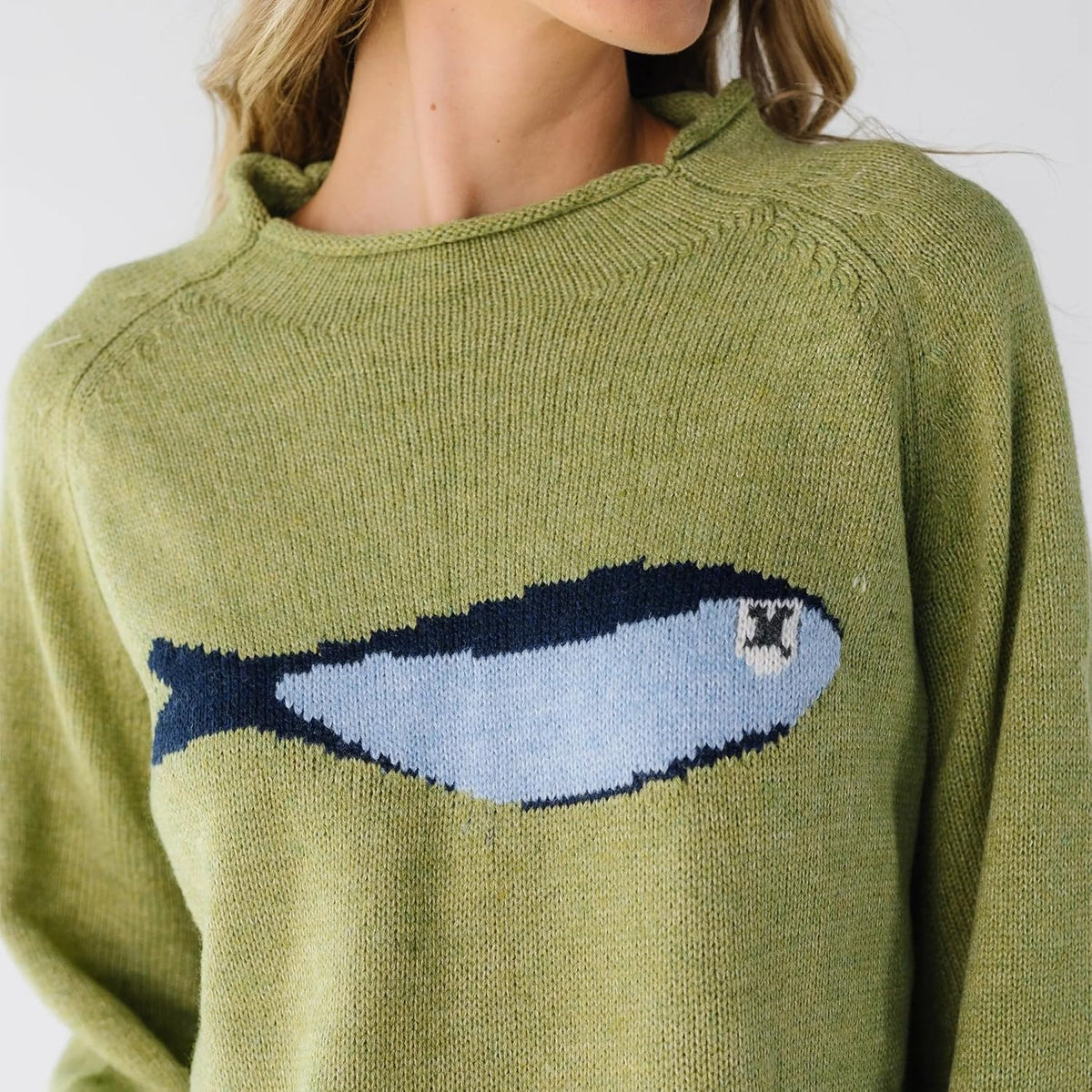 Women's Oversized Roll Neck Cute Animal Graphic Sweater Long Sleeve Chunky Knit Pullover Tops Casual Patterned Knitwear