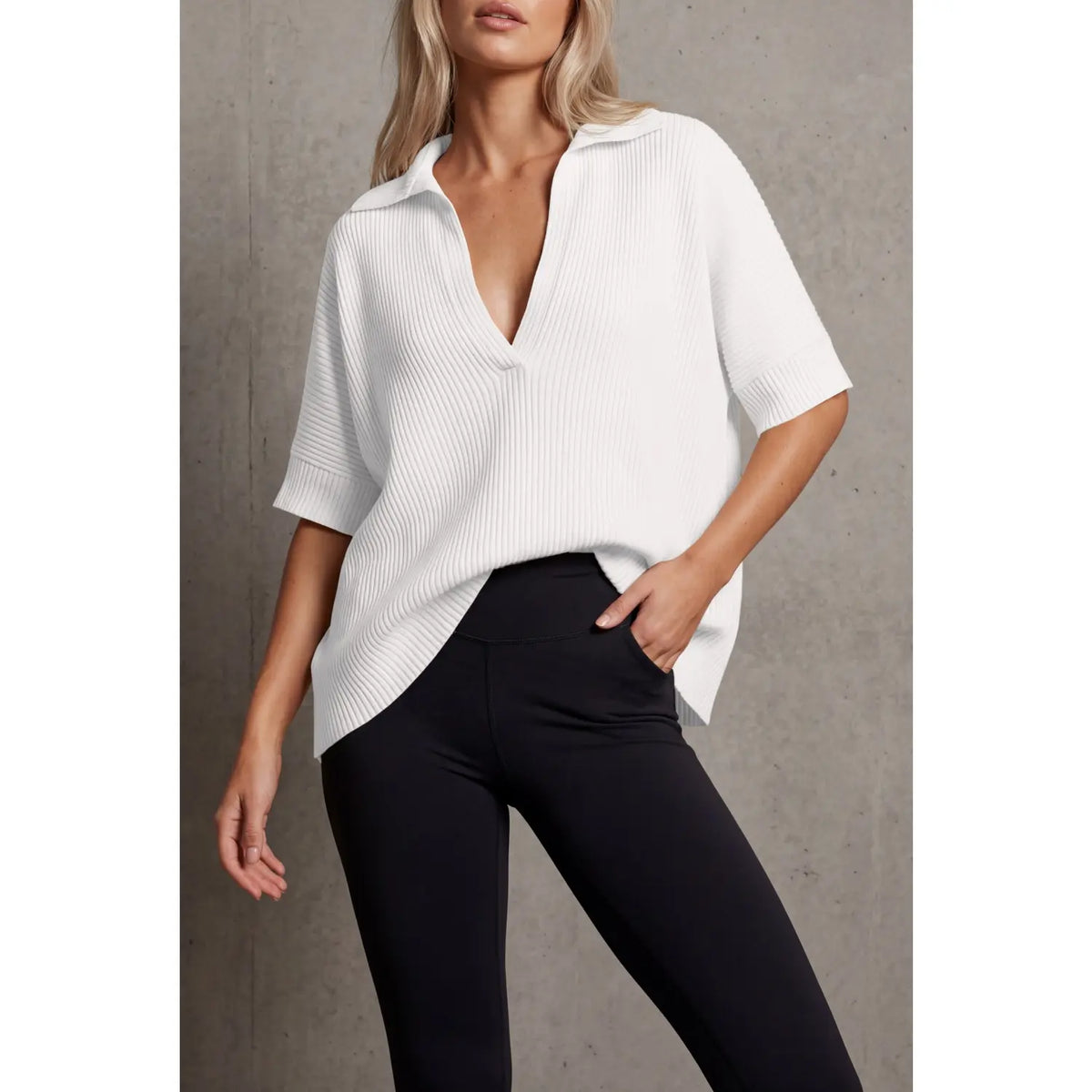 FISOEW Women's Knit Pullover Sweatshirt Oversized Deep V Neck Ribbed Long Sleeve Casual Lightweight Top for Women Knitwear Women's Clothes,back to school,back to school shopping Vneck Brown,sohochic