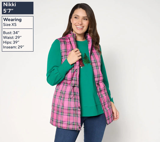 Jingle Belles by Kim Gravel Tartan Regular Cinch Waist Vest