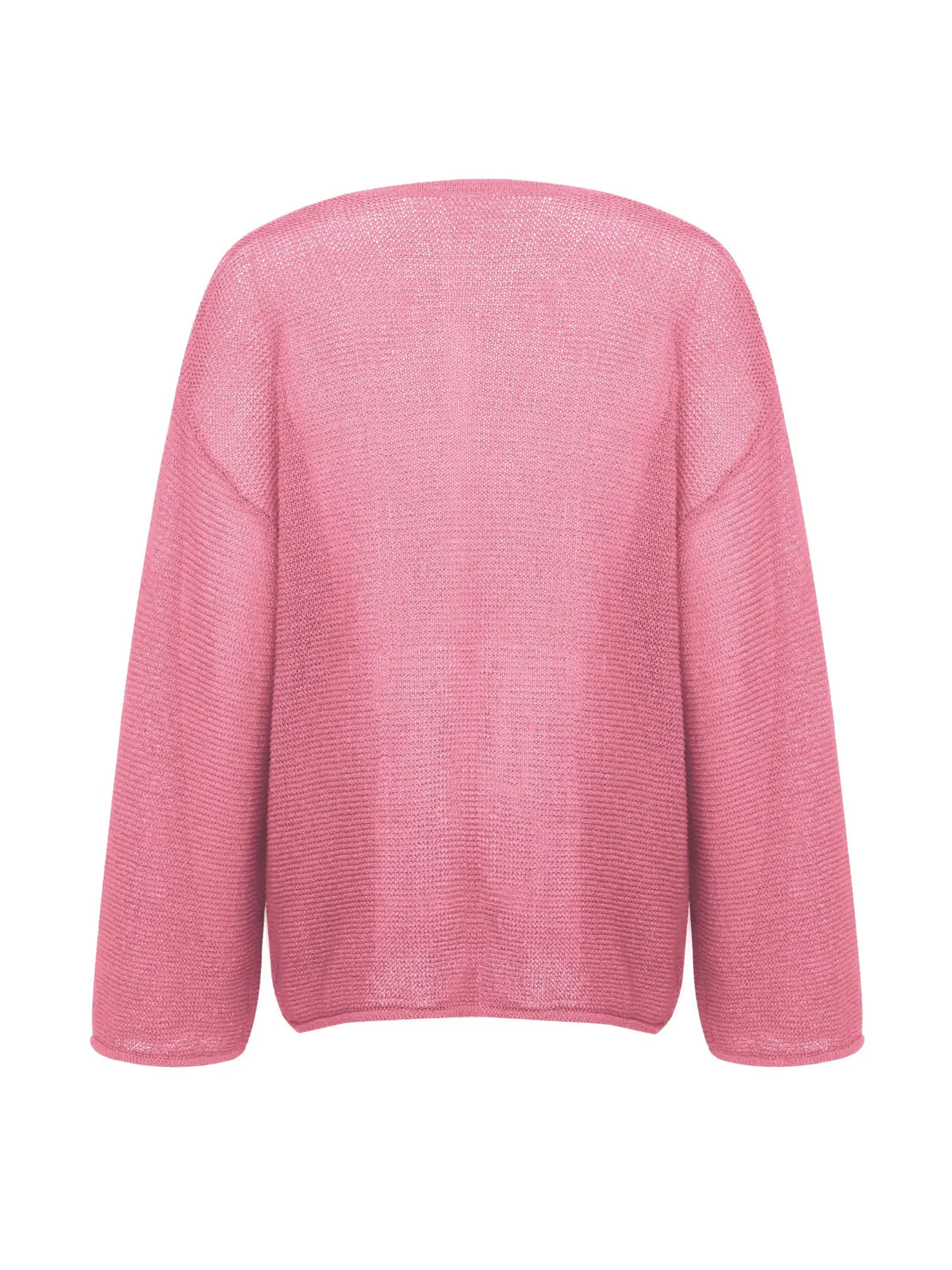 Women's Basic Solid Hollow Out Drop Shoulder Knitting Sweater, Boho Casual Long Sleeve Round Neck Jumper for Spring & Fall, Fashion Ladies' Knitwear for Daily Wear, Fit, Knit Casual Top