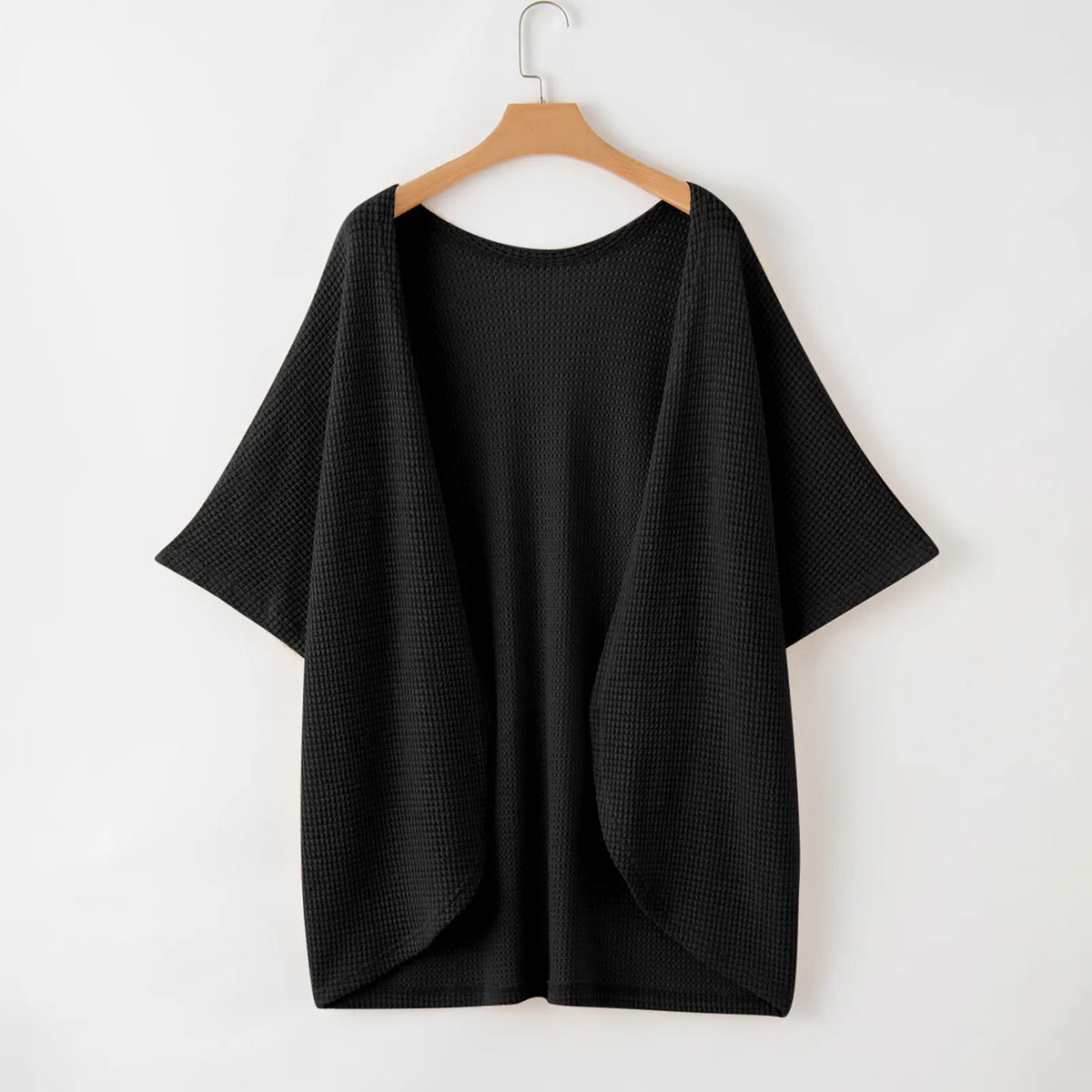 Eytino Womens Plus Size Cardigan Casual Short Sleeve Waffle Knit Kimono Open Front Tops(1X-5X)