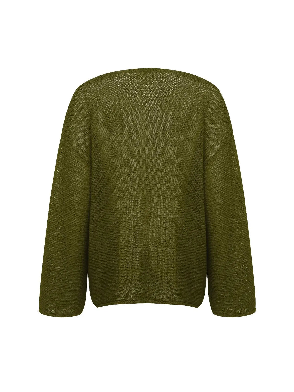 Women's Basic Solid Hollow Out Drop Shoulder Knitting Sweater, Boho Casual Long Sleeve Round Neck Jumper for Spring & Fall, Fashion Ladies' Knitwear for Daily Wear, Fit, Knit Casual Top