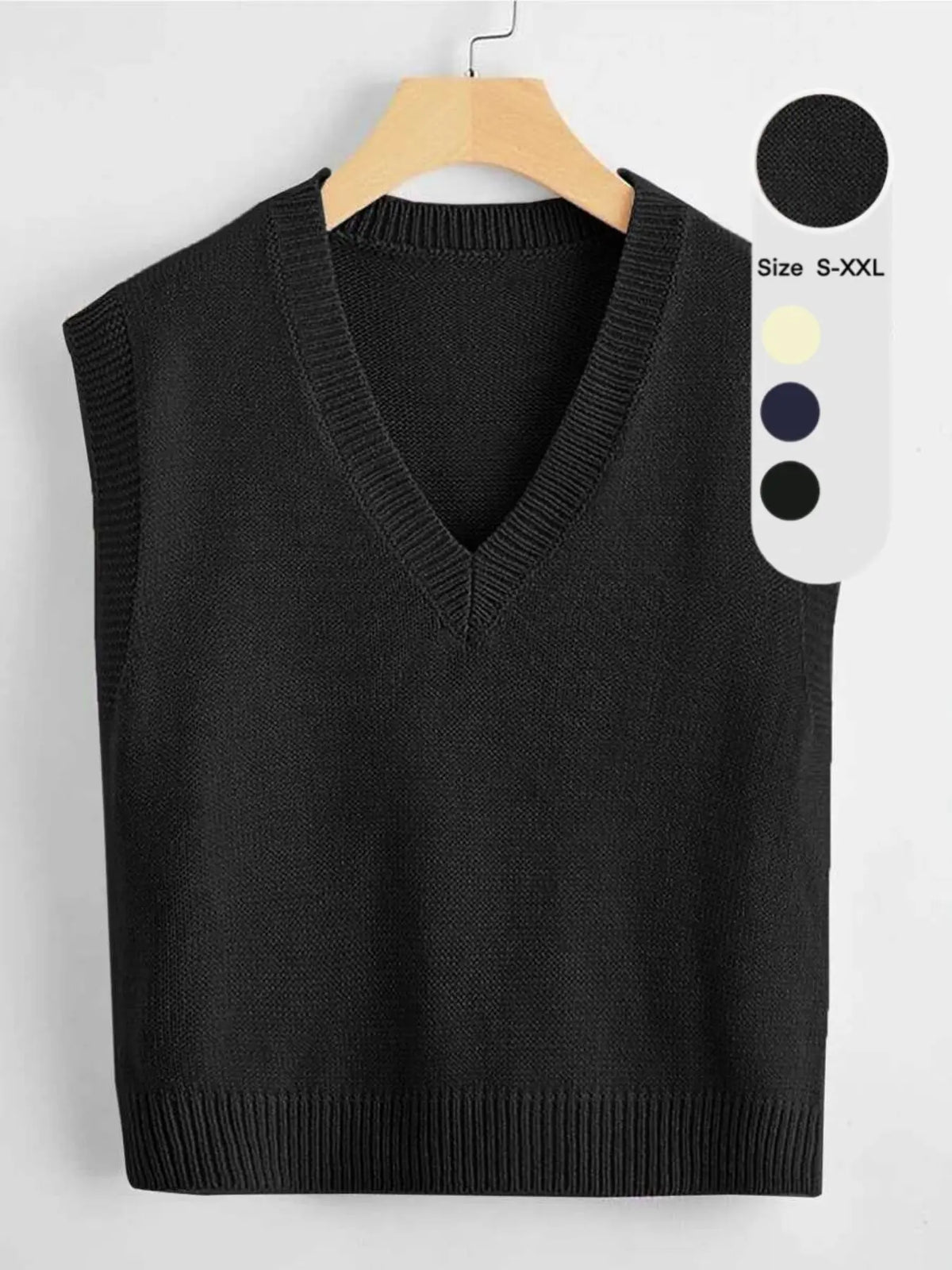 Women's V-Neck Knit Vest, Fashion Sleeveless Vest, New Early Autumn Layered Basic Solid Color Sweater Backless, Elegant Casual Chic Loose Fit Top, Comfortable Slimming Design, Knitted Vest Top