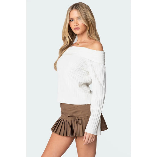 Brandy Fold Over Ribbed Sweater