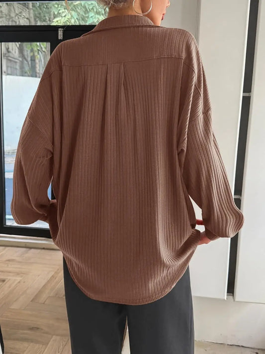 FISOEW Women's Knit Pullover Sweatshirt Oversized Deep V Neck Ribbed Long Sleeve Casual Lightweight Top for Women Knitwear Women's Clothes,back to school,back to school shopping Vneck Brown,sohochic