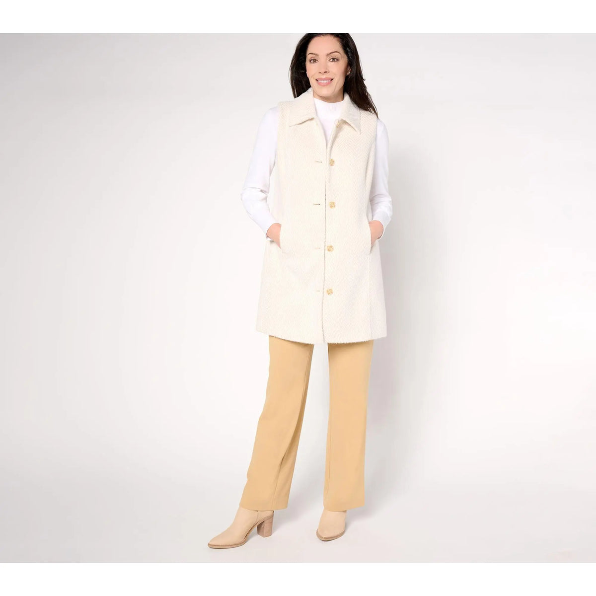 GRAVER Susan Graver Petite Knit Jacquard Duster Vest