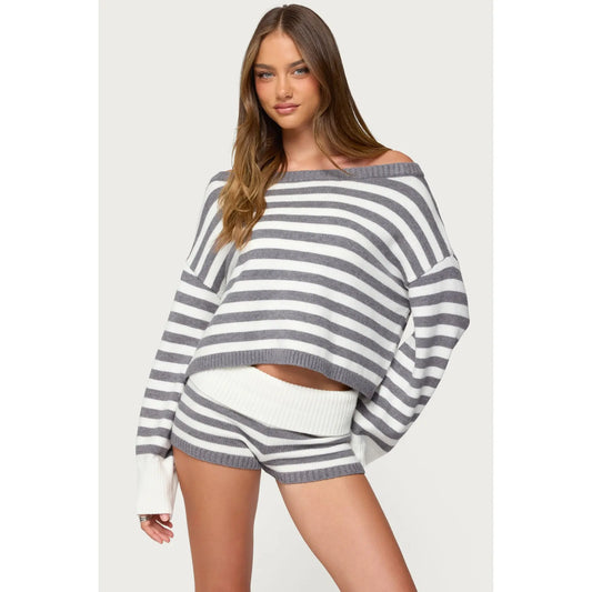 Saphi Striped Oversized Knit Sweater