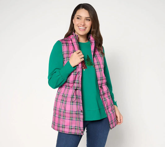Jingle Belles by Kim Gravel Tartan Regular Cinch Waist Vest